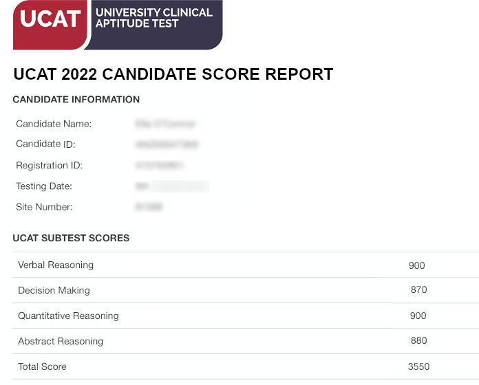 An example of a UCAT Scoresheet